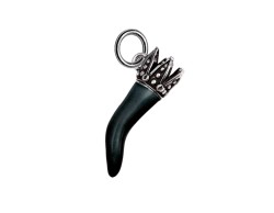 Ciondolo Corno corona smaltato nero