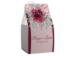 Scatolina porta confetti personalizzata quadrata fantasia floreale fucsia rosa