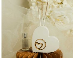 Bomboniera Matrimonio Claraluna 2026 Diffusore Claraluna Cuore Bianco con Applicazione Oro