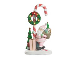 Babbo Natale con Bastoncino di Zucchero in Resina con Luce  Altezza 47,5 cm