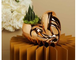 Bomboniera Claraluna 2026 Vaso Cuore Oro Rosa con Piantina Grassa e Muschio