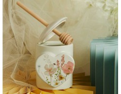 Bomboniera Claraluna 2026 Porta Miele Bianco con Spargimiele Decoro Floreale