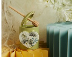 Bomboniera Claraluna 2026 Porta Miele Verde con Spargimiele Decoro Floreale