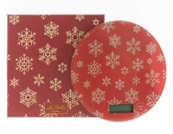 Bilancia Natalizia Rossa con Fiocchi di Neve  Capacità  Max 5 Kg  diam 19 cm