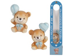 Bomboniera battesimo Statuina Orsetto con Palloncino Azzurro assortito 2 varianti Etiemme