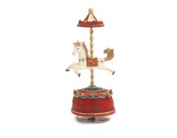 Carillon Unicorno da Giostra con Decorazioni Natalizie Resina, Altezza 20 cm