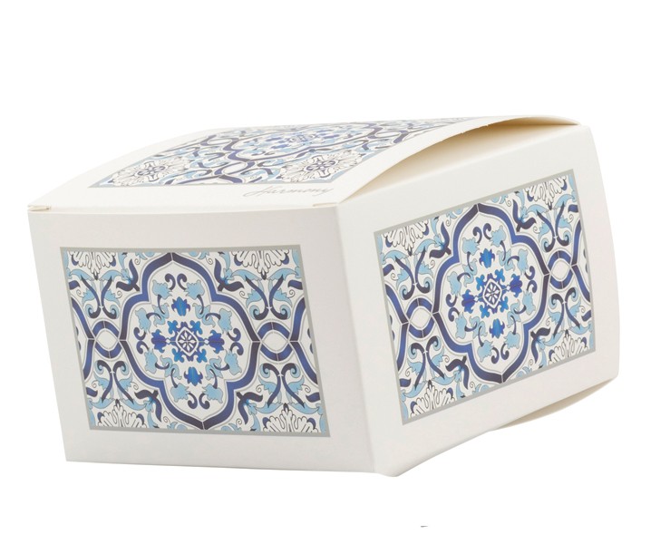 Bomboniera Matrimonio Harmony bilancia tonda in vetro con maiolica blue su Bomboniere Dolci Emozioni