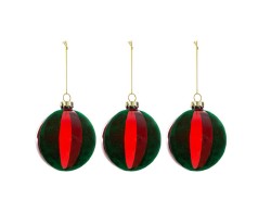 Set 3 Palline Vetro Verde diam. 8 cm - Addobbi Eleganti per Albero di Natale