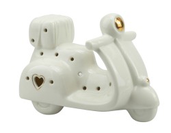 Bomboniera Prima comunione Harmony vespa porcellana con cuore oro con led