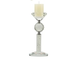 Bomboniera Matrimonio Harmony portacandela cristallo con glitter bianco