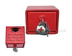 Bomboniera Laurea Bomboniera Laurea Scatolina Rossa con Ciondolo Borsa Dottore