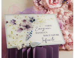 Bomboniera Matrimonio Claraluna 2026 agliere in Vetro e Coltellino Decoro Floreale Lilla