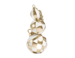 Gruppo di Tre Sfere Natalizie Sovrapposte H 36 cm Decorazione in Resina Oro