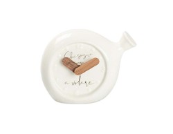 Bomboniera harmony OROLOGIO PALLONCINO PORCELLANA BIANCO CON FRASE CON BOX E SACCHETTO