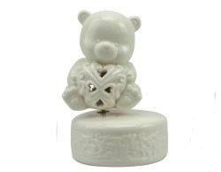 Bomboniera Prima comunione Harmony carillon orsetto traforato bianco