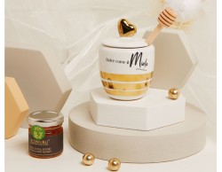 BOMBONIERA MATRIMONIO CLARALUNA PORTAMIELE GOLD CON BARATTOLO MIELE