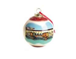 Pallina Sfera Natalizia Ponte Vecchio diametro 8 cm, H 10 cm