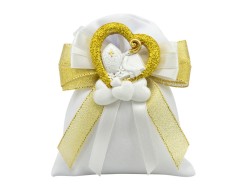 Sacchetto harmony 2024 Magnete resina nuvola con cuore cresima glitter gold e fazzoletto