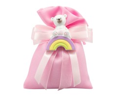 Sacchetto harmony 2024 MAGNETE RESINA ORSETTO GIRL SU ARCOBALENO CON SACCHETTO