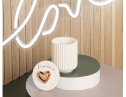 Bomboniera Matrimonio Claraluna scatola con cuore oro rosa più candela piccola