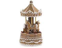 Carillon Giostra con Cavalli di Marzapane in Resina Altezza 21,5 cm
