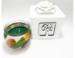 Bomboniera Matrimonio Mariella Martini Barattolo con applicazione albero della vita e rosa e candela profumata