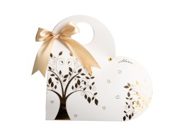 Bomboniera Matrimonio Harmony Profumatore Cuore con Cuori Traforati in Porcellana Gold con Pampas su Bomboniere Dolci Emozioni