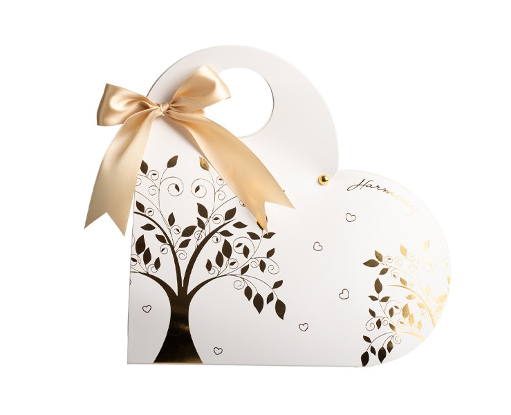 Bomboniera Matrimonio Harmony Profumatore Cuore con Cuori Traforati in Porcellana Gold con Pampas su Bomboniere Dolci Emozioni