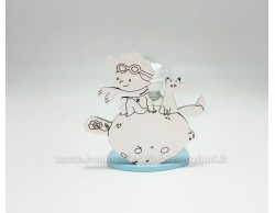 Bomboniera nascita e battesimo mariella martini profumino con bambino e animale azzurro e bianco