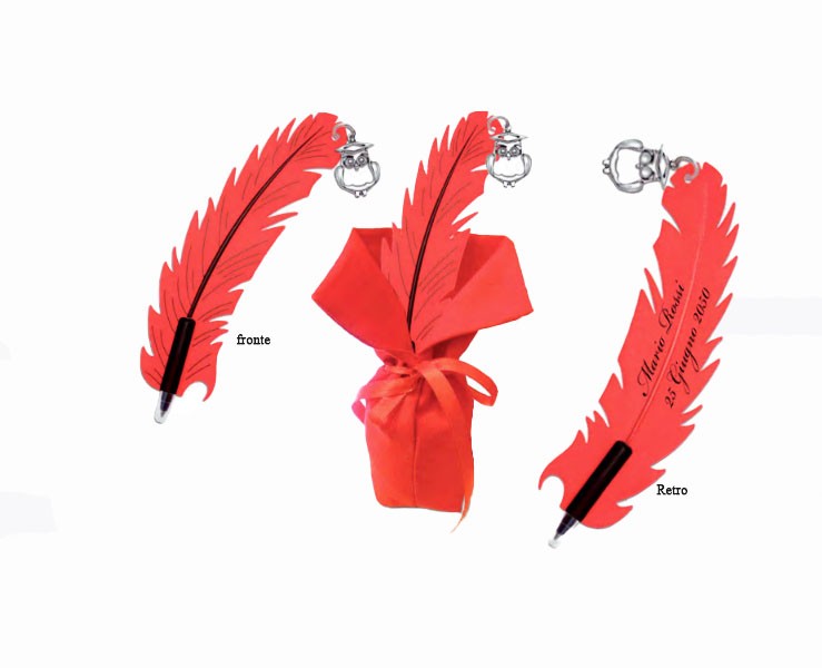 Bomboniere laurea Biologia penna piuma personalizzabile con ciondolo in bagno argento microscopio su Bomboniere Dolci Emozioni