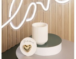 Bomboniera Matrimonio Claraluna scatola con cuore oro più candela piccola