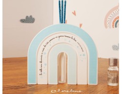 Bomboniera Claraluna Nascita Battesimo compleanno profumatore con kit essenza arco arcobaleno frase azzurro