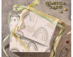 Bomboniera Claraluna Nascita Battesimo compleanno profumatore con kit essenza arco arcobaleno frase azzurro su Bomboniere Dolci Emozioni