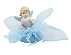 Sacchetto harmony 2024 angelo porcellana con cuori e ali celeste