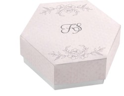 Scatolina porta confetti personalizzata esagonale decoro floreale stilizzato