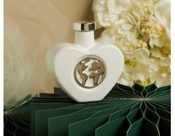 Bomboniera Matrimonio Claraluna 2026 Oliera Cuore Claraluna con Applicazione Mondo Silver