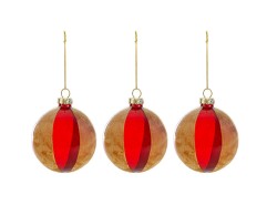 Set 3 Palline Vetro Oro diam. 8 cm - Eleganti Addobbi per Albero di Natale - Decorazioni Natalizie per Albero di Natale