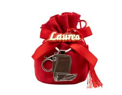 SACCHETTONE COTONE ROSSO CON ACCESSORIO LAUREA E PORTACHIAVI PERGAMENA LAUREA