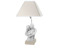 Lampada con scultura abbraccio famiglia  nocciola
