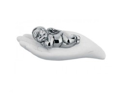 Bomboniere Battesimo Bongelli Mano bianca con neonato argento