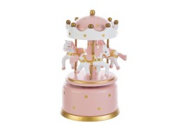 Bomboniera Battesimo le stelle Carillon in Legno a Giostrina Rosa