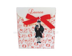 Bomboniera Laurea Giurisprudenza Ciondolo in bagno argento donna avvocato smaltato con scatolina portaconfetti