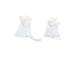 Harmony COMUNIONE MAGNETE CUORE BIANCO CON TASSEL CON 2 FRASI ASSORTITE CON SACCHETTO