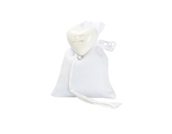 Harmony COMUNIONE MAGNETE CUORE BIANCO CON TASSEL CON 2 FRASI ASSORTITE CON SACCHETTO su Bomboniere Dolci Emozioni