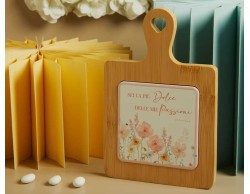 Bomboniera Matrimonio Claraluna 2026 Tagliere Bamboo Decoro Floreale Rosa