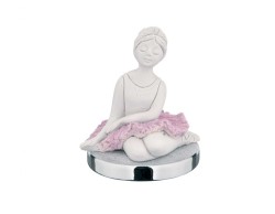 Bomboniere Prima Comunione Battesimo Ballerina seduta bianca con base