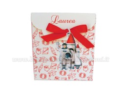 Bomboniera Laurea astronauta donna - Ciondolo in bagno argento Smaltato con Scatola