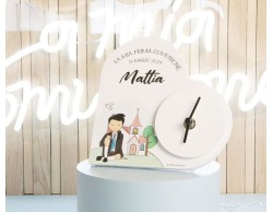 Bomboniera Comunione Battesimo Cresima Claraluna orologio cuore  con scritta  personalizzabile