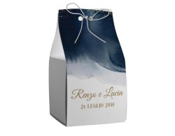 Scatolina porta confetti personalizzata quadrata trama blu