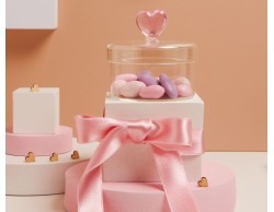 bomboniera claraluna scatolina in vetro con cuore rosa